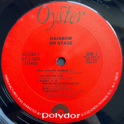 Винтажная виниловая пластинка LP Rainbow On Stage (США 1977)