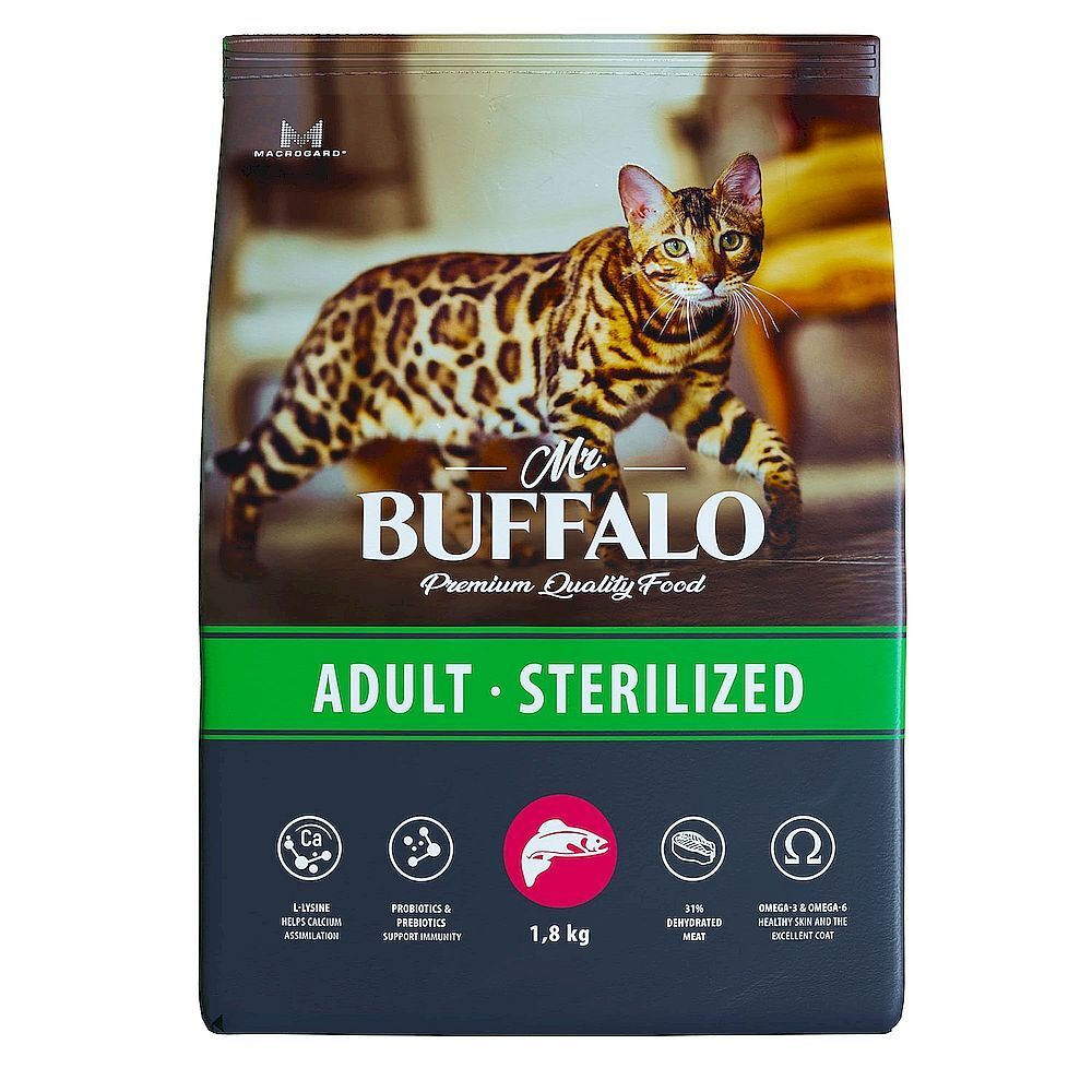 Mr.Buffalo STERILIZED 1,8кг (лосось) д/кошек B119