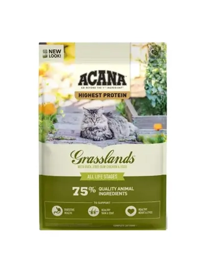 Acana Grasslands (Акана) корм для кошек и котят с уткой курицей и индейкой 1,8 кг