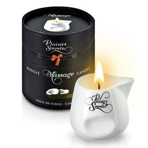 Массажная свеча с ароматом кокоса Plaisir Secret Bougie de Massage Gourmande Coco 80мл