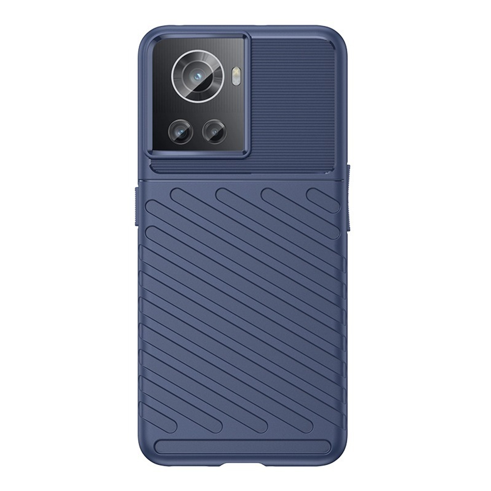 Усиленный чехол синий с рельефной фактурой для OnePlus 10R и OnePlus Ace, противоударный, мягкий отклик кнопок, серия Onyx от Caseport