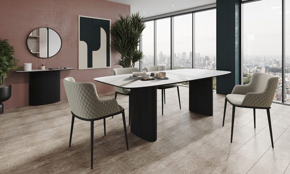 Стол обеденный Nolan 180, керамика матовая / две опоры овал