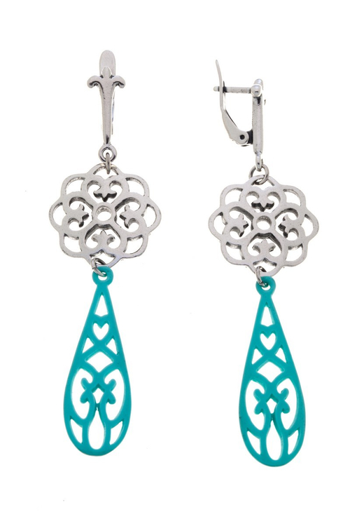 "Ирта" серьги в серебряном покрытии из коллекции "Нюанс" от Jenavi  с английским замком