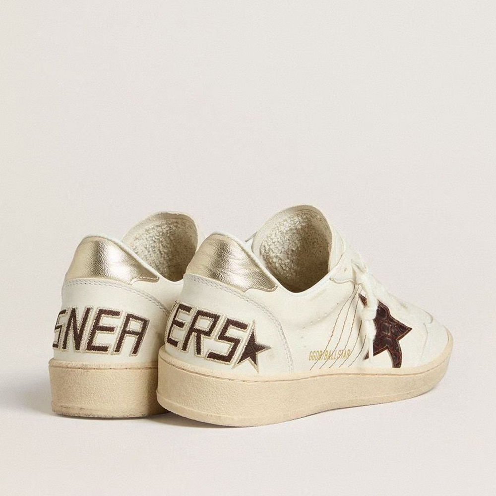 Golden Goose Ball Star / Кроко звезда / золото пятка