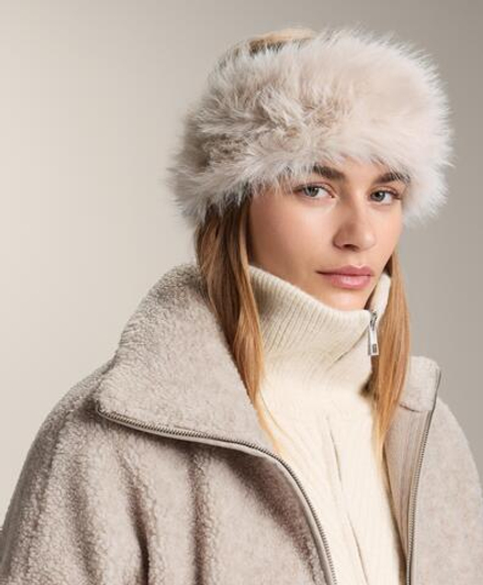 Oysho Повязка на голову из искусственного меха, каменный