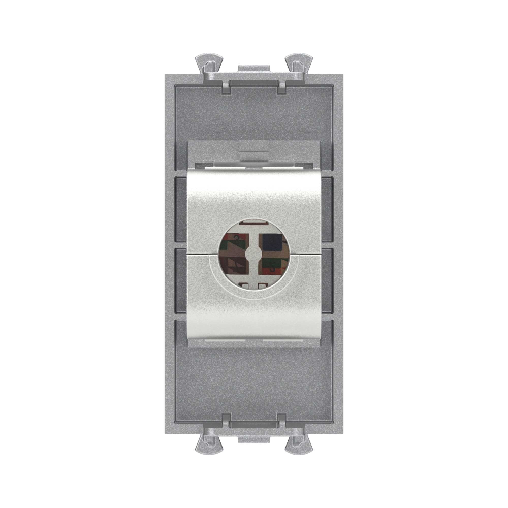 Компьютерная розетка RJ-45 без шторки модульная, кат.5е экранированная, "Avanti", "Закаленная сталь", 1 модуль