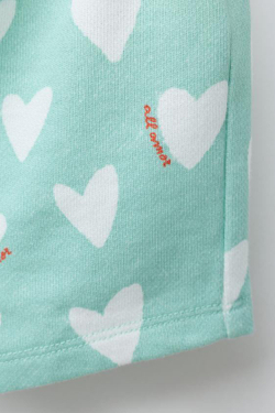 ZARA БЕРМУДЫ С ПРИНТОМ «СЕРДЕЧКИ», БИРЮЗОВЫЙ