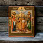 Спас Вседержитель на Престоле с предстоящими святыми икона деревянная на левкасе мастерская Иконный Дом