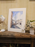 Картина авторская акварельная в паспарту 30х40 см на стену для интерьера "Дворик на Пятницкой"