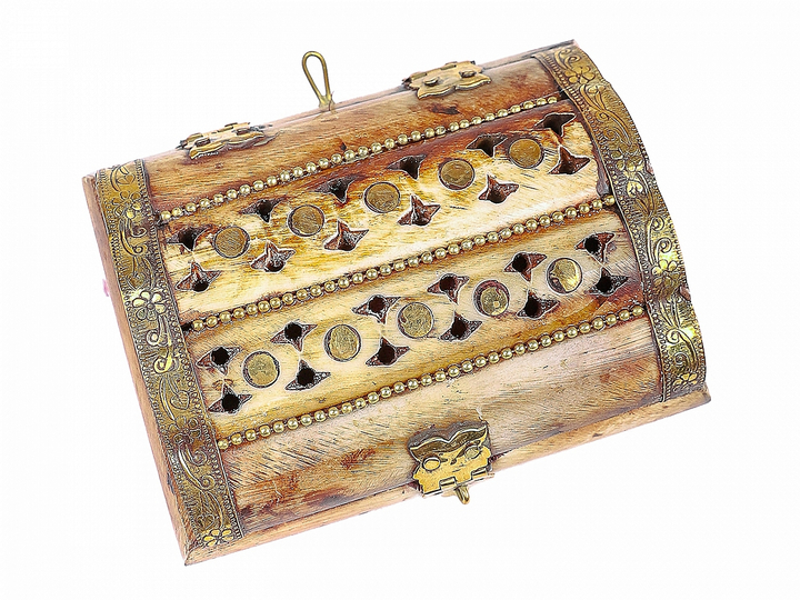 Шкатулка с инкрустацией кость латунь 11x8,5x5 см 461922