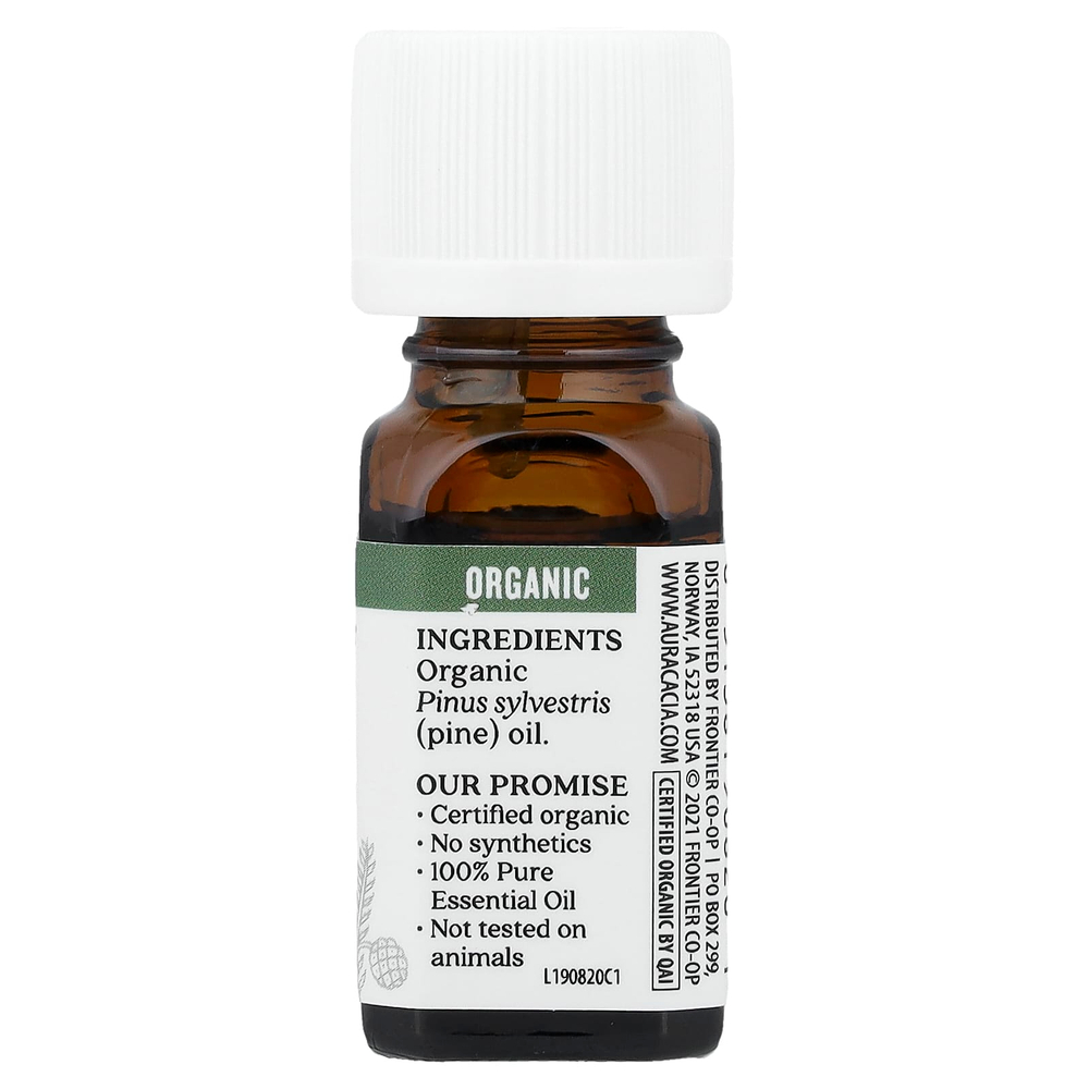 Aura Cacia, чистое эфирное масло, органическое сосновое масло, 7,4 мл (0,25 жидк. унции)