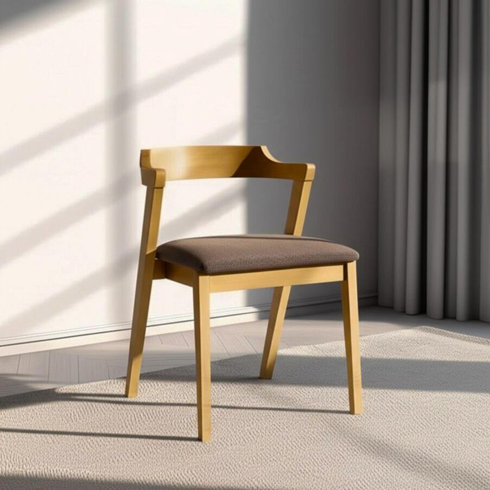 Стул мягкое сидение VERSA (Верса) каркас бук, сиденье ткань, 54,5*56*74см, Натуральный + Коричневый  (Комплект из 2 шт.)