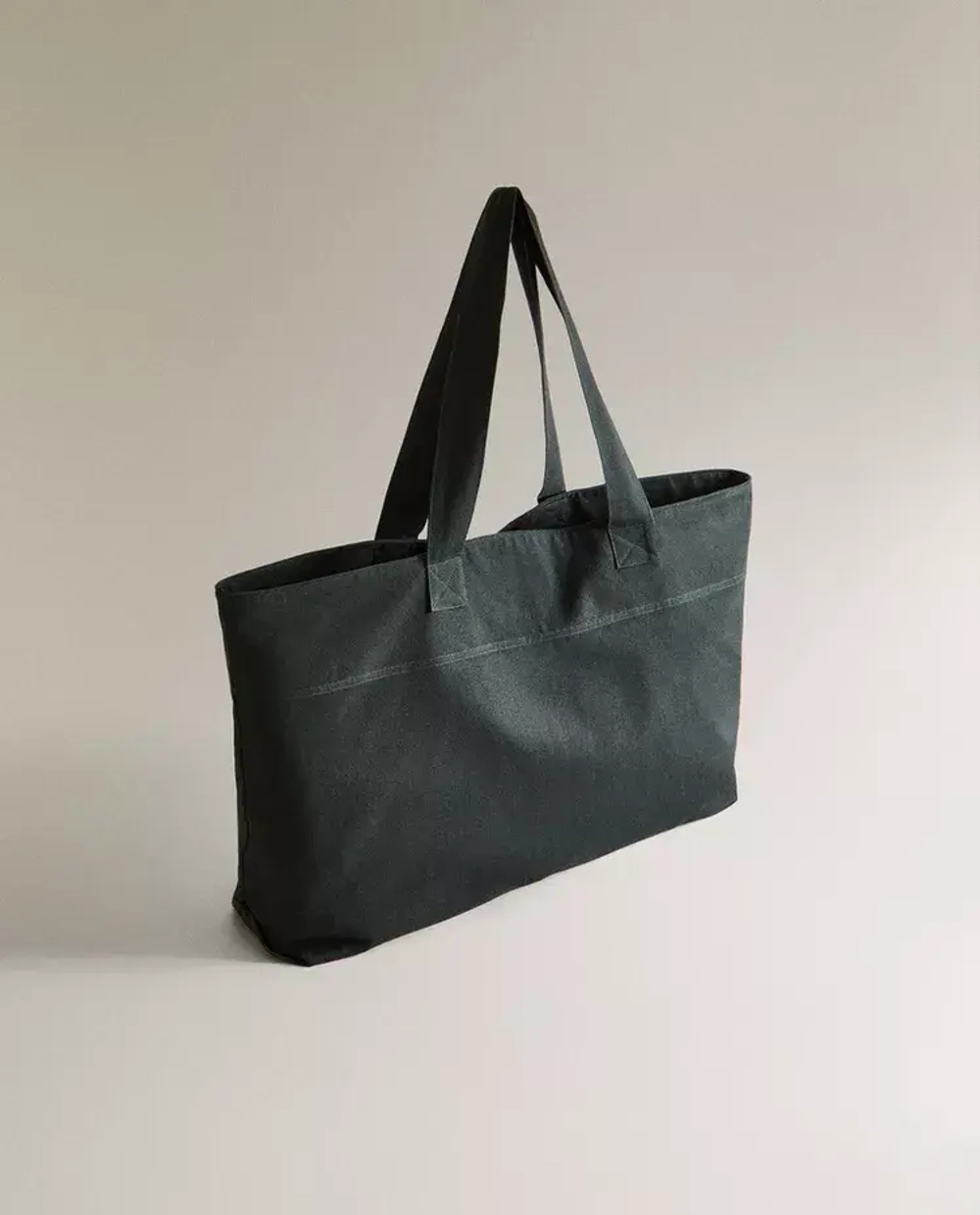 ZARA HOME ПЛЯЖНАЯ ХЛОПКОВАЯ СУМКА, ЗЕЛЁНЫЙ