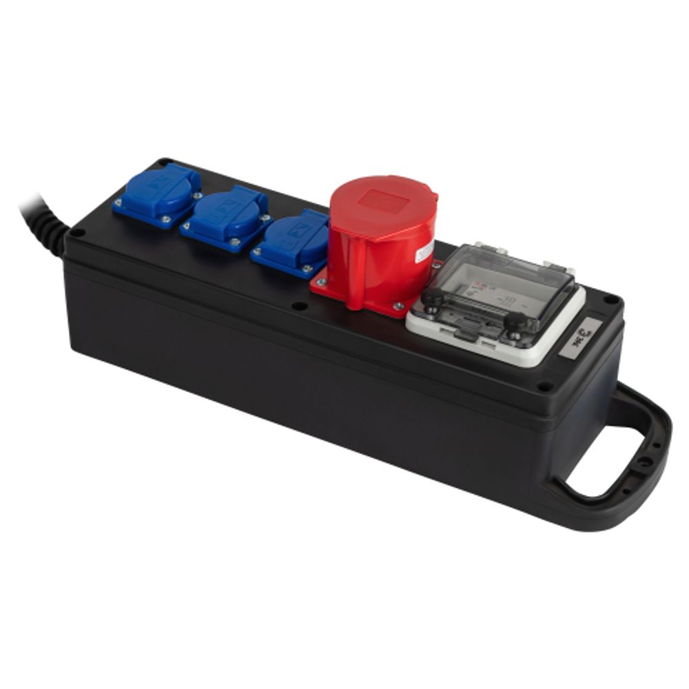 Удлинитель силовой ЭРА IND380-SF-4e-5x4-5m-IP44 380В на каучуковой колодке 4 розетки 1xCEE 5P/3xSCHUKO 5м КГ 5х4 32A | Силовые удлинители