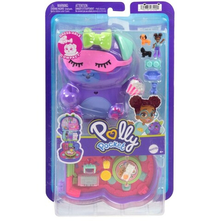 Polly Pocket - Собачья пижамная вечеринка Компактный набор + кукла + аксессуары JCR38
