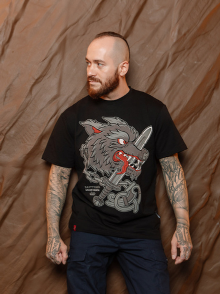 Футболка Варгградъ мужская черная «Кусающий длань»