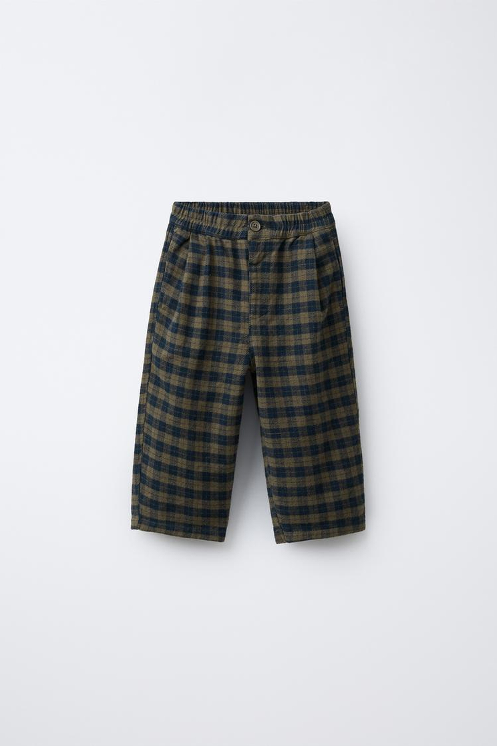 ZARA БРЮКИ BALLOON В КЛЕТКУ SOFT TOUCH, ЗЕЛЕНЫЙ