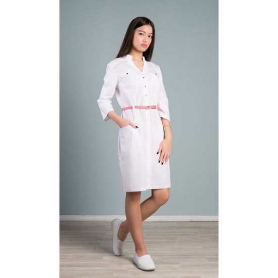 Халат женский H008 3/4 (белый/розовый)