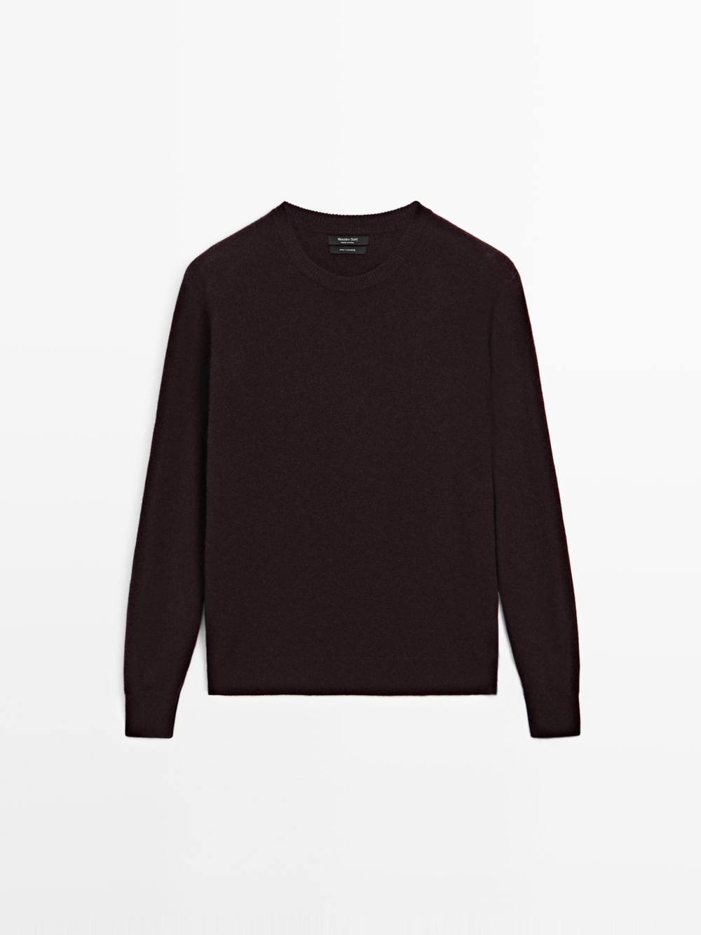 Massimo Dutti Кашемировый свитер с круглым вырезом, гранатовый