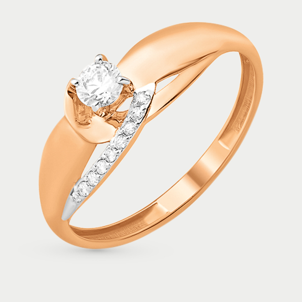 Кольцо из розового золота 585 пробы с фианитами для женщин (арт. К13211561)