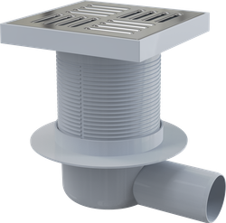 Сливной трап APV5411 150*150/50, подвотка -боковая, решетка- нержавеющая сталь, гидрозатвор- мокрый