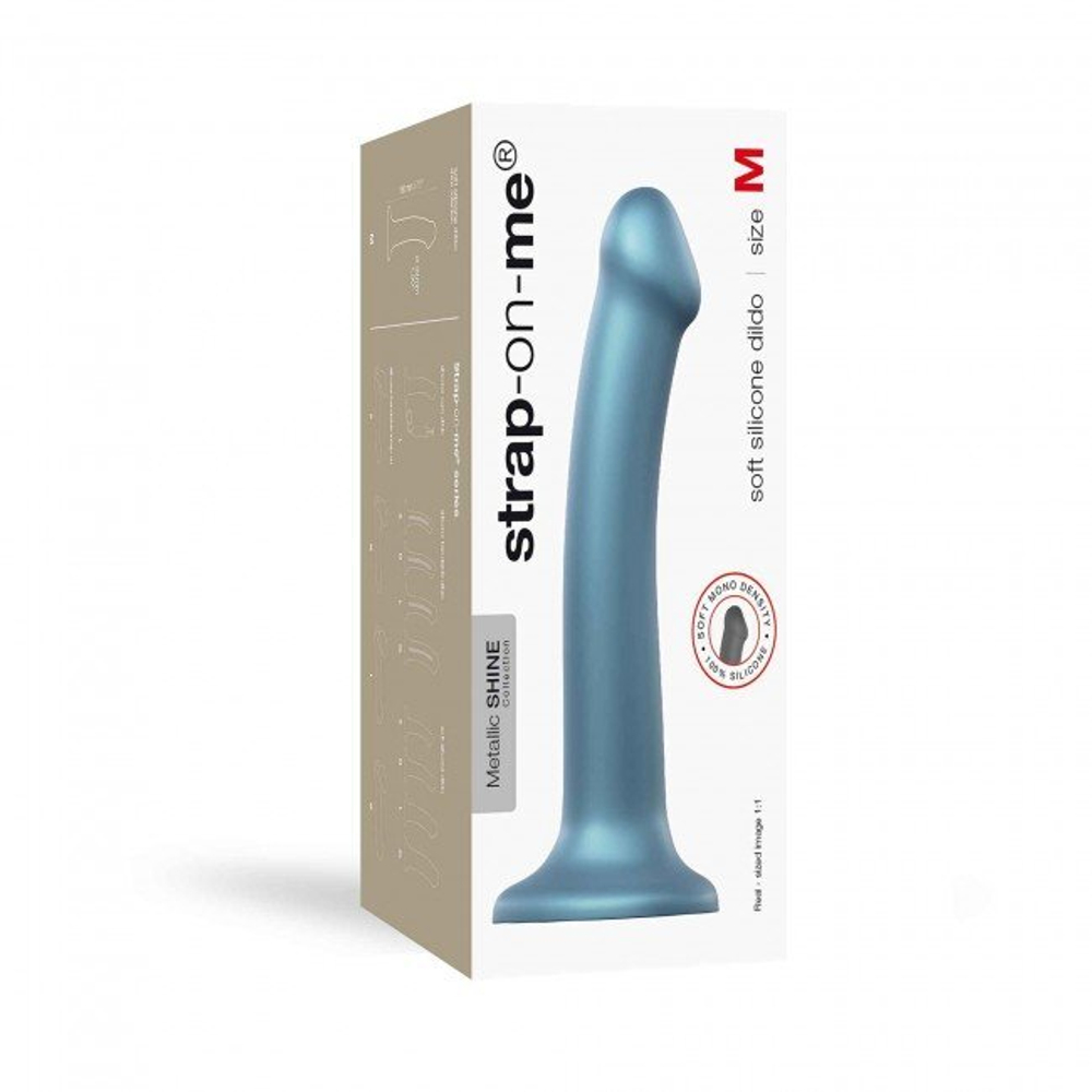 Гибкий фаллоимитатор Strap-on-me DILDO MONO DENSITE Синий Металлик размер Medium