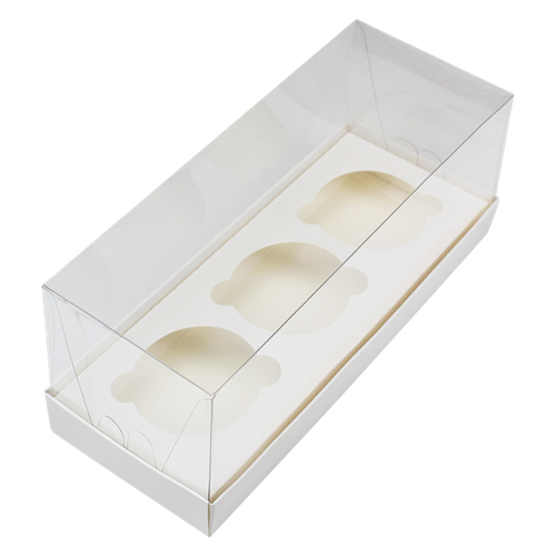 Коробка для Капкейков 3 ячейки прозрачная 250х100х100мм