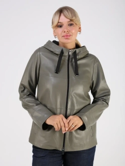 Кожаная куртка демисезонная с капюшоном