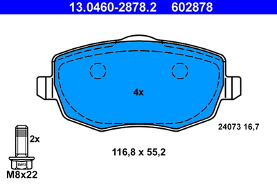 ATE - 13046028782-ATE - Brake Pad Set, disc brake