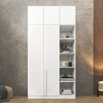 Шкаф Агератум МДФ двухсекционный с антресолью и стеллажом в белой эмали - Белый Фасадный 0101  150*50*220