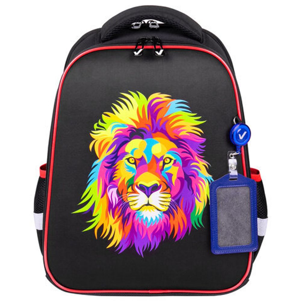Ранец BRAUBERG FIT, 2 отделения, "Colorful lion", 38х27х14 см, 270618