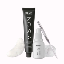 Набор для окрашивания бровей и ресниц, коричневый / OLLIN VISION SET brown 20 мл