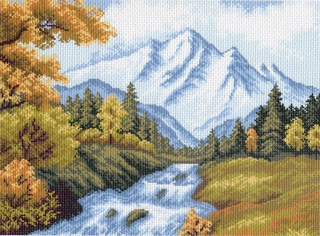 "Горная река"-0599 канва с рисунком