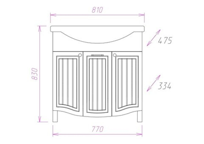 Тумба Onika АРНО-КЛАССИК 80.11 белое дерево с раковиной Kirovit КЛАССИК 80
