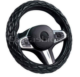 Оплетка на руль круглая CarFashion -М- «SHUTTLE» 31665 - Экокожа - черный/шов серый