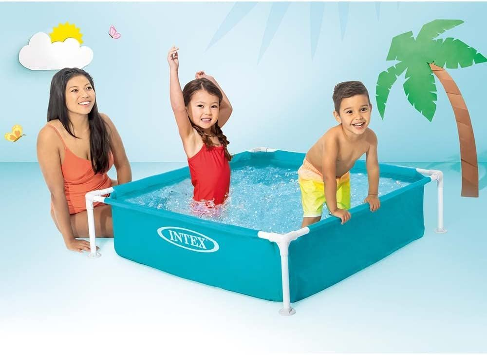 Бассейн каркасный Intex 57173 Mini Frame 122х122х30 см / Квадратный сборный бассейн Интекс для дачи и загородного отдыха
