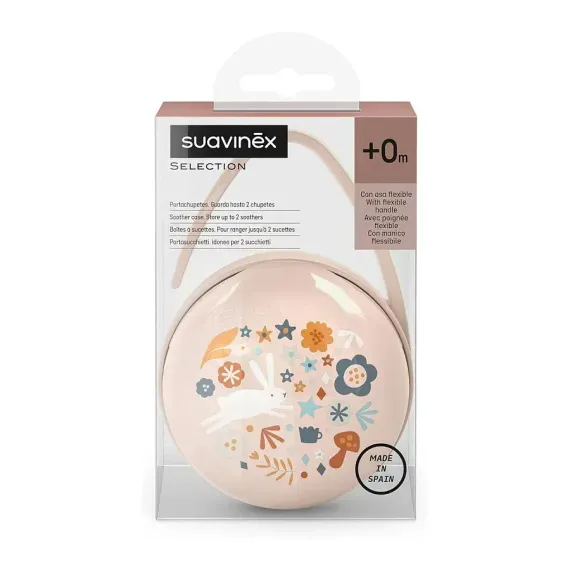 Футляр для двух сосок Suavinex Wonderland с ручкой для подвешивания Розовый