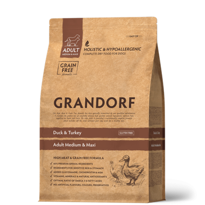 Grandorf Dog adult medium & maxi корм сухой для собак утка с индейкой