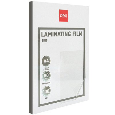 Пленка для ламинирования Deli А4, 80 мкм, глянец, 100 штук в упаковке