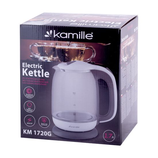 Чайник электрический 1,7 л. стеклянный Kamille KM 1720G