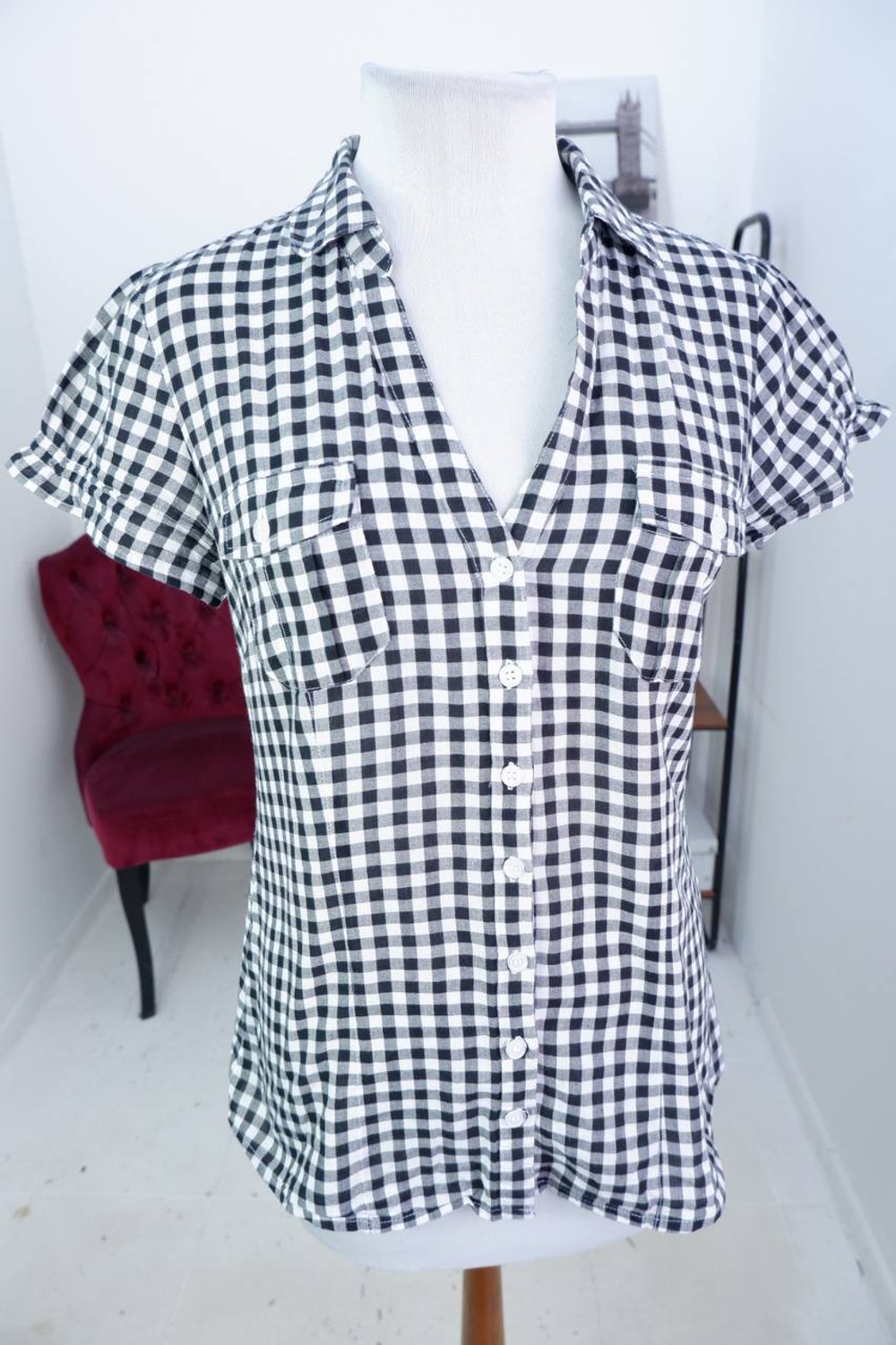 Блузка Blind Date в клетку, маркировка L, визуально на 48 размер