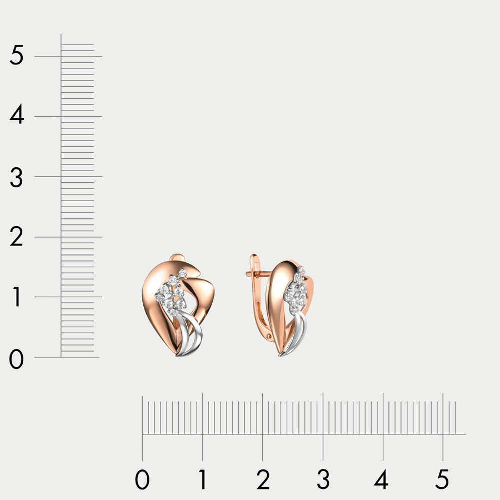Серьги женские с фианитами из комбинированного золота 585 пробы (арт. 020382-1102)