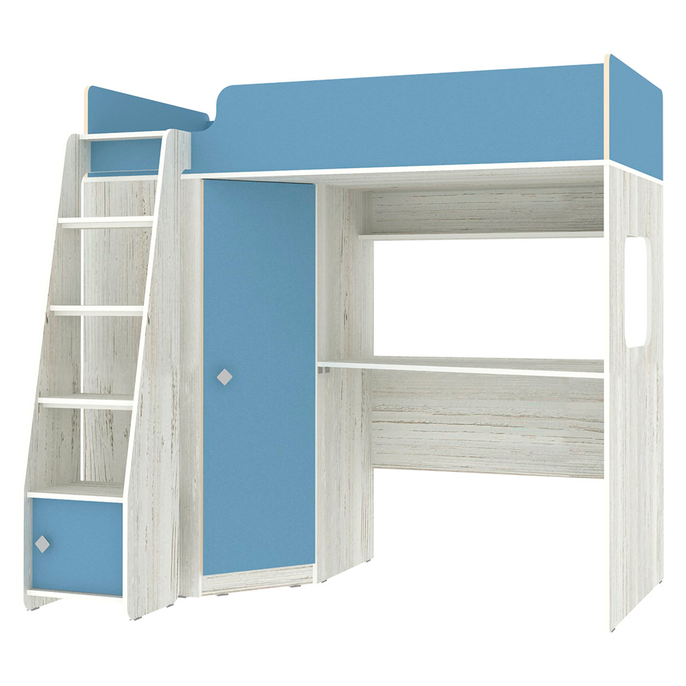 Кровать-чердак КарИВи Л-В603.1 75х190 Винтерберг Светло-синий, голубой