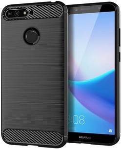 Чехол для Huawei Y6 Prime 2018 (Enjoy 8E, Honor Play 7A Pro) цвет Black (черный), серия Carbon от Caseport