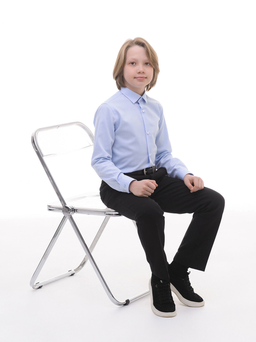 Сорочка детская VESTER длинный рукав, голубой жаккард, хлопок/пэ 32314 21