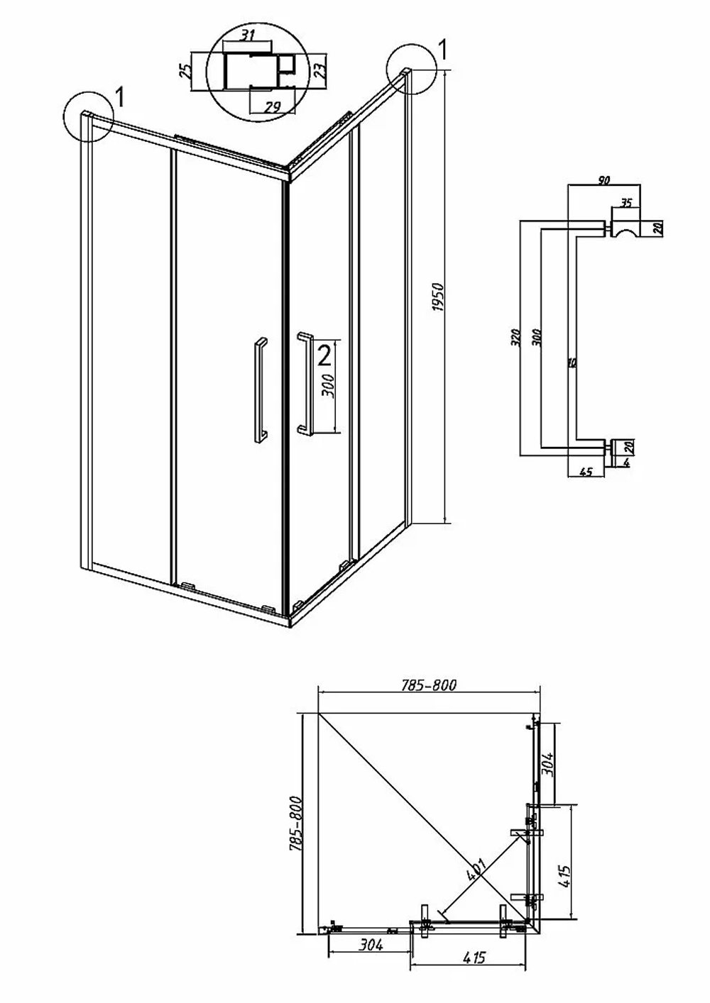 Душевой уголок Grossman Cosmo 300.K33.02.8080.10.02 80x80 стекло шиншилла/профиль хром