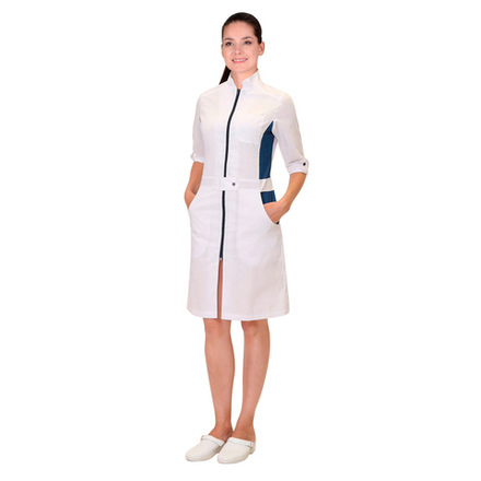 Халат СИРИУС-БАРБАРА женский белый с т-синим