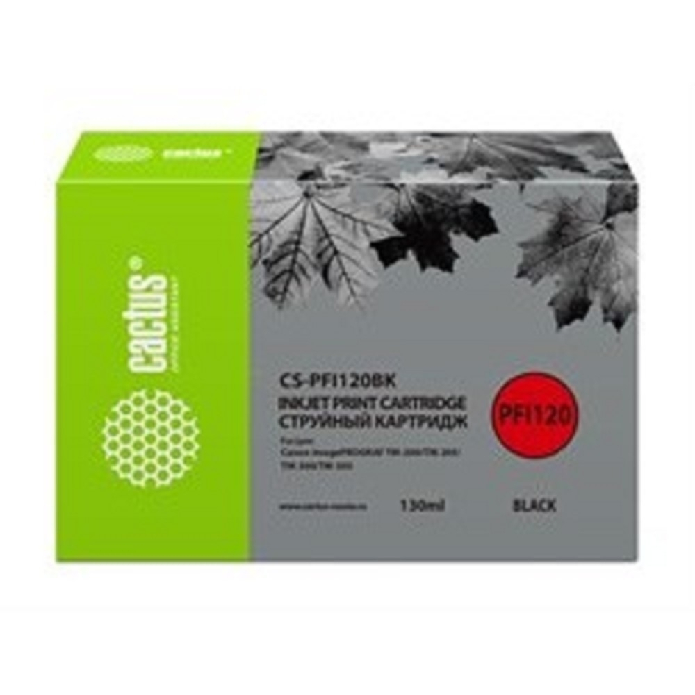 Картридж Картридж струйный Cactus CS-PFI120BK черный (130мл) для Canon imagePROGRAF TM-200 / TM-205 / TM-300 / TM-305
