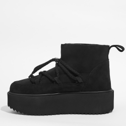 Замшевые полусапоги INUIKII 75204-004 Sneaker Classic Low Platform Black на меху