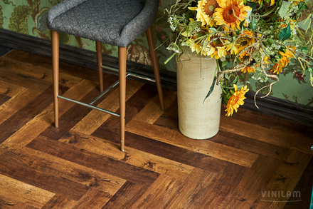 Виниловый ламинат VINILAM PARQUET Herringbone GD11155 Паркет Парижский Glue